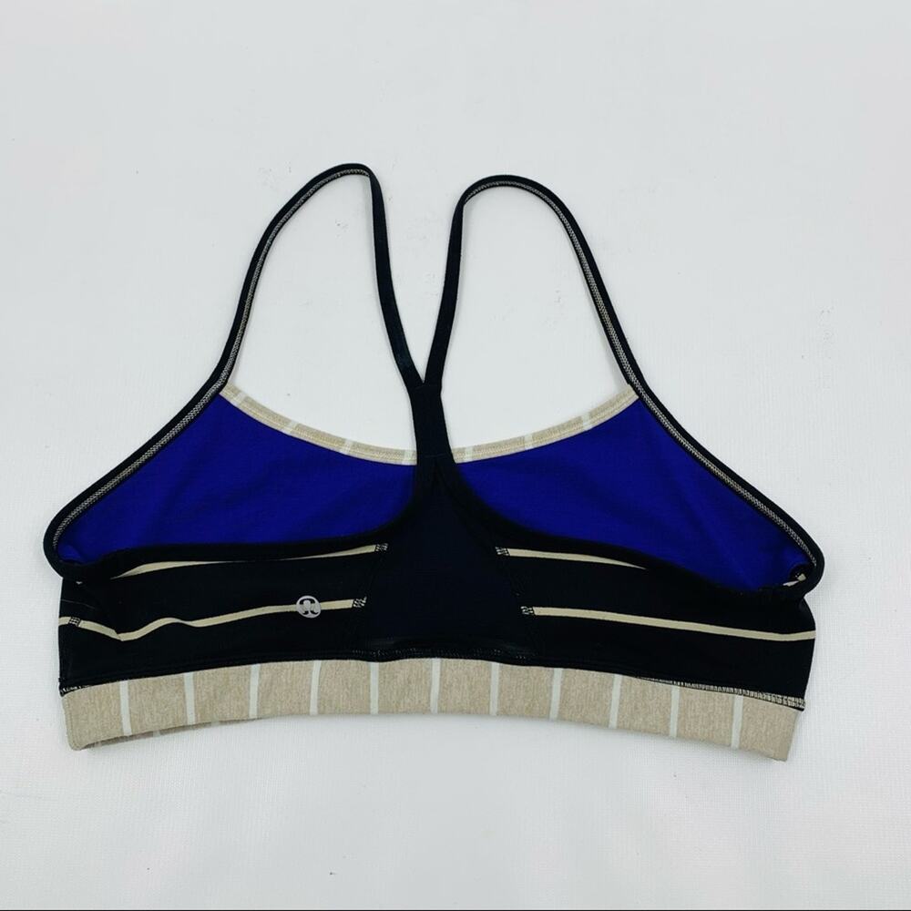 Lululemon Black Cream Striped Sports Bra - Picture 8 of 9